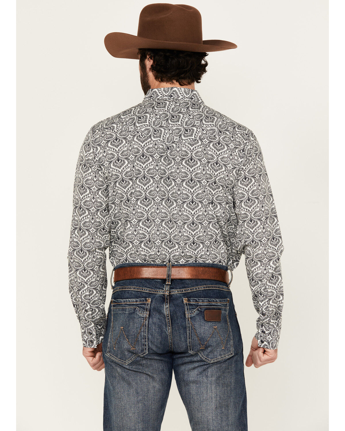 Image #4 - Gibson Trading Co Men's Lava Lamp Spade Print Long Sleeve Snap Western Shirt, Cream, hi-res