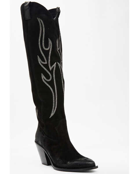 Italian Cowboy Women's Spirit Tall Western Boots- Snip Toe, Dark Grey, hi-res