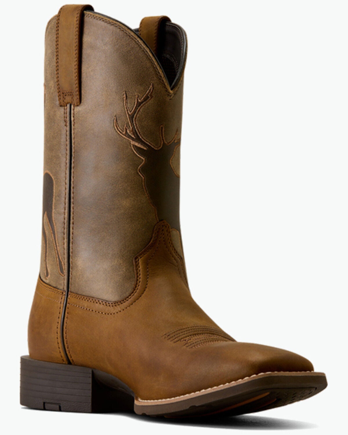 Ariat Men's Sport Buck Performance Western Boots - Broad Square Toe, Brown, hi-res