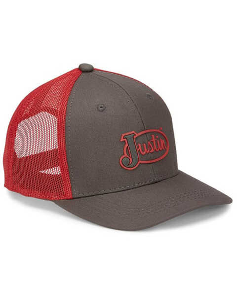 Image #1 - Justin Men's Red Embroidered Rubber Front Cap , , hi-res