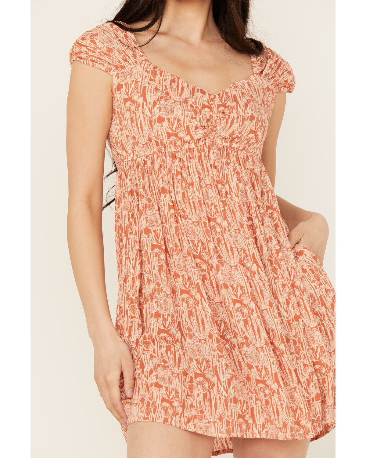 Image #3 - Rock & Roll Denim Women's Cactus Print Mini Dress, Rust Copper, hi-res
