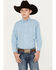 Image #1 - Panhandle Select Boys' Small Plaid Print Long Sleeve Button Down Western Shirt , Turquoise, hi-res
