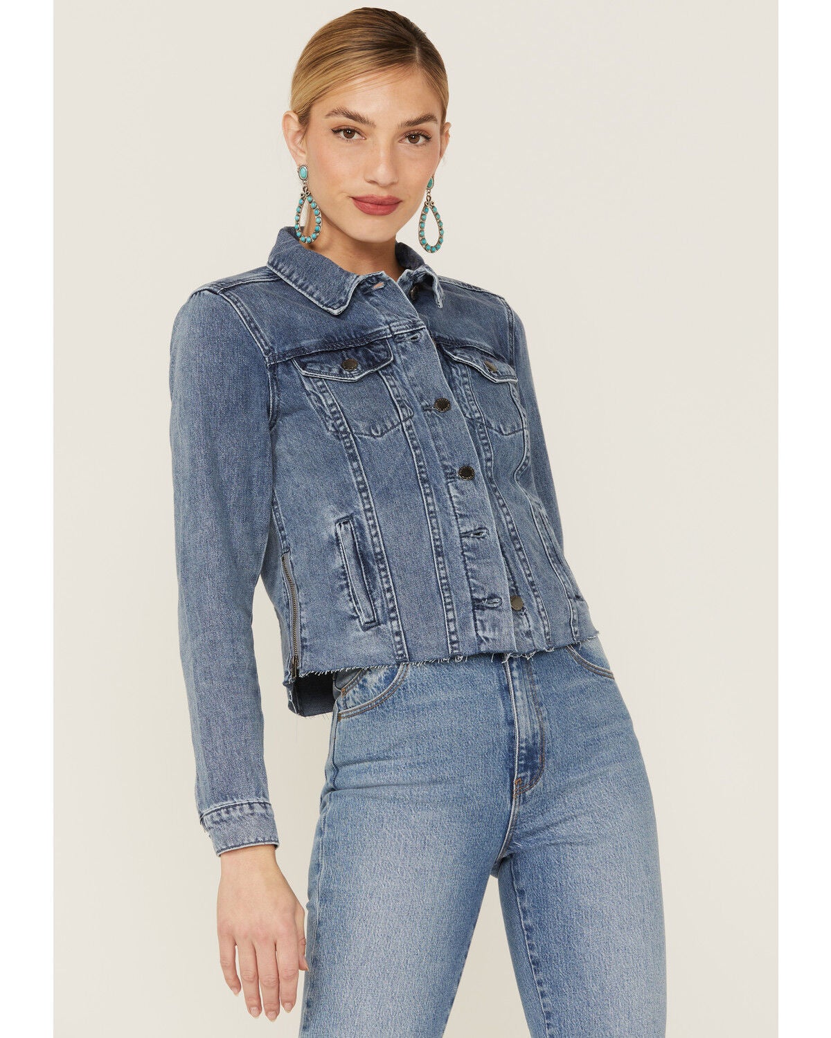 Image #1 - Velvet Heart Women's Russ Frayed Denim Side Zip Jacket, , hi-res
