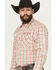 Image #2 - Wrangler Men's PBR Plaid Print Long Sleeve Snap Western Shirt, Tan, hi-res