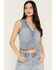 Image #1 - 26 International Women's Embroidered Denim Vest, Blue, hi-res
