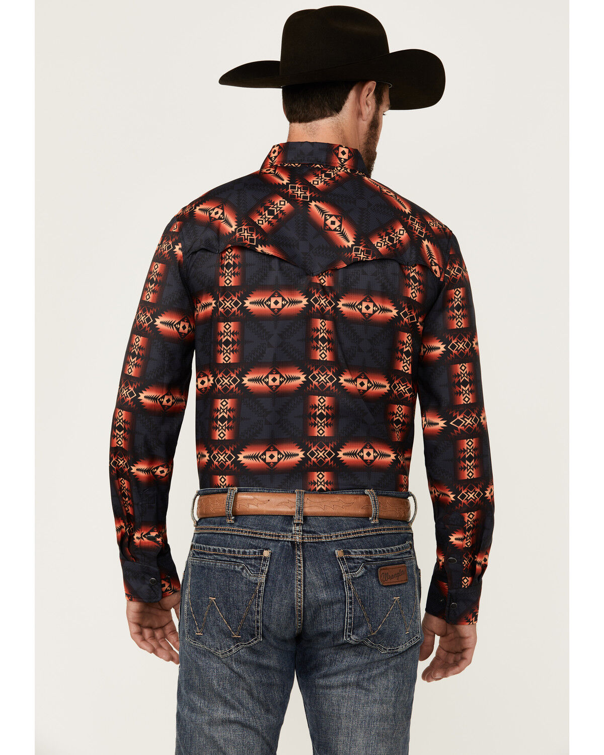 Image #4 - Rock & Roll Denim Men's Tek Southwestern Print Long Sleeve Snap Western Shirt, Charcoal, hi-res