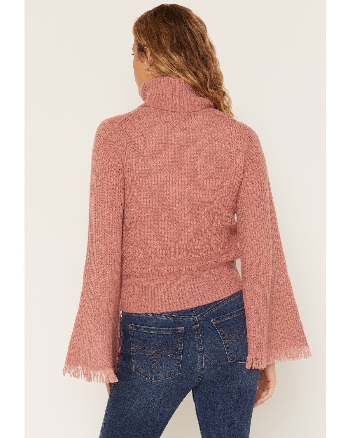 Image #4 - Shyanne Women's Solid Bell Sleeve Turtleneck Sweater, Rose, hi-res