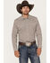 Image #1 - Gibson Men's Railroad Medallion Print Long Sleeve Pearl Snap Western Shirt, Ivory, hi-res