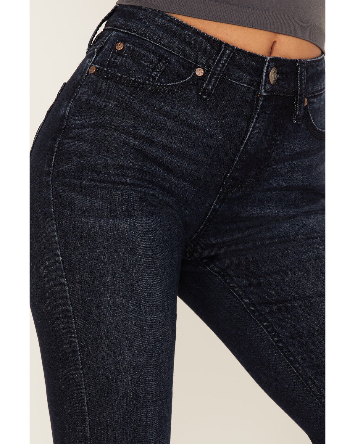 Image #2 - Shyanne Women's Embroidered Dark Wash High Rise Stretch Flare Jeans, , hi-res