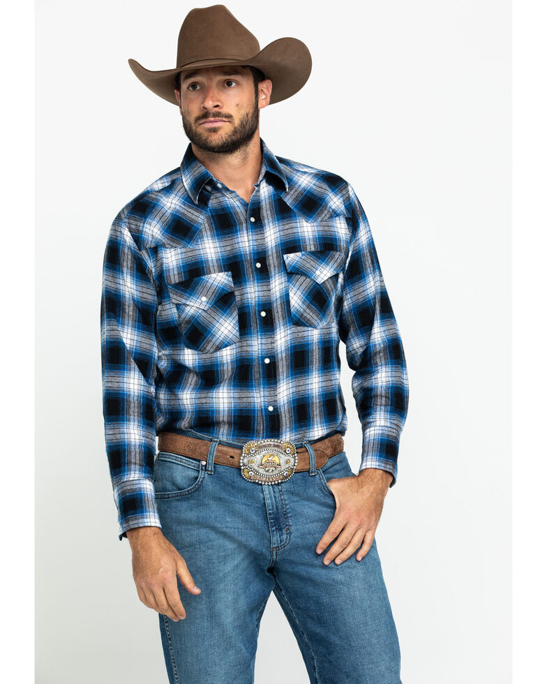 Ely Cattleman Men S Large Plaid Snap Long Sleeve Western Flannel Shirt Country Outfitter