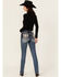 Image #1 - Grace In LA Women's Medium Wash Geo Print Embroidered Mid Rise Bootcut Stretch Denim Jeans, Medium Wash, hi-res