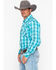 Image #3 - Rock & Roll Denim Men's Poplin Plaid Print Snap Long Sleeve Western Shirt, Blue, hi-res