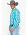 Image #3 - Rock & Roll Denim Men's Poplin Plaid Print Snap Long Sleeve Western Shirt , Blue, hi-res