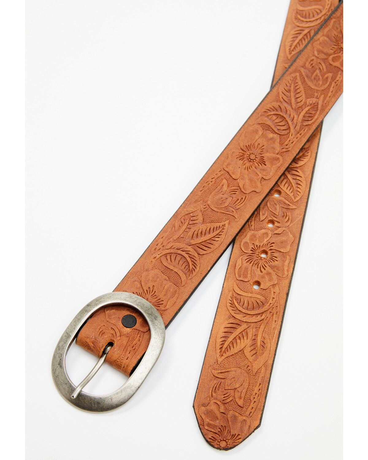 Image #2 - Cowgirls Rock Women's Floral Embossed Belt, Brown, hi-res