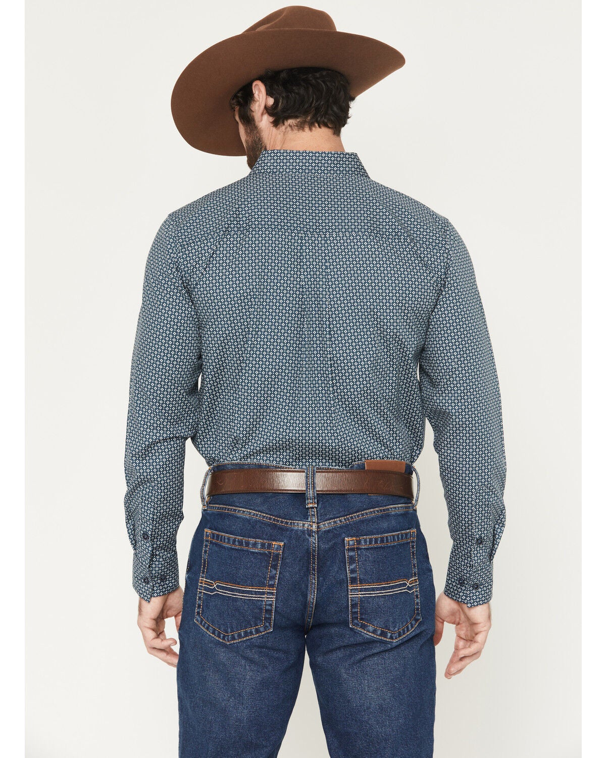 Image #4 - Cody James Men's Bourbon Geo Print Long Sleeve Button-Down Stretch Western Shirt, Navy, hi-res