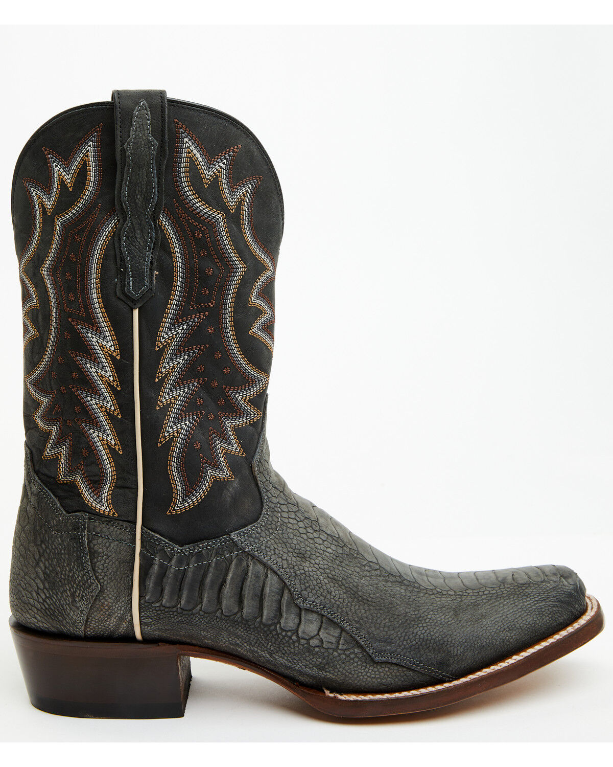 Image #2 - Dan Post Men's 11" Exotic Ostrich Leg Western Boots - Square Toe, Grey, hi-res