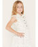 Image #2 - Sugar California Girls' Horseshoe Floral Print Lace Button-Down Dress, White, hi-res
