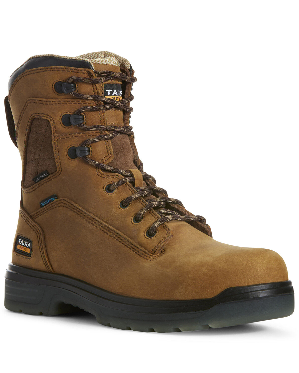 Image #1 - Ariat Men's Turbo Waterproof Carbon Toe Work Boots, Brown, hi-res