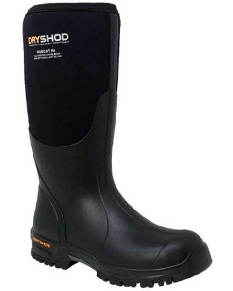 Dryshod Men's Mudcat High Rugged Knee Work Boots - Round Toe, Black, hi-res