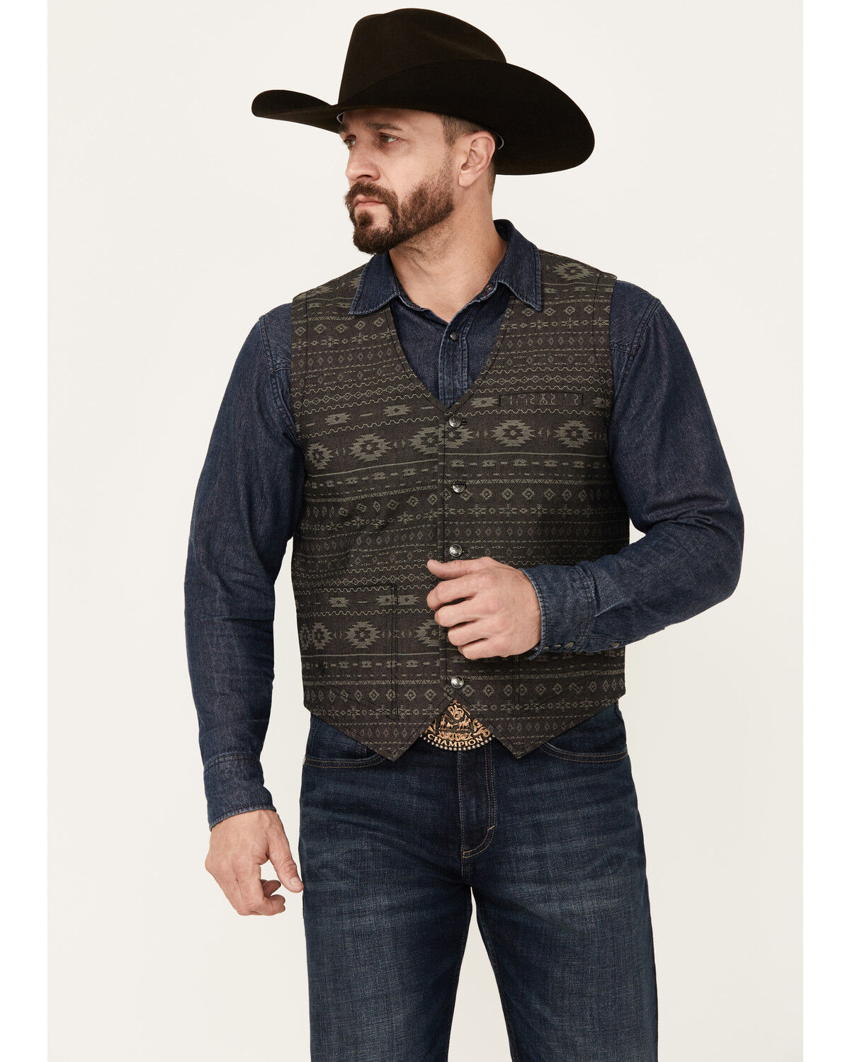 Image #1 - Moonshine Spirit Men's Regent Southwestern Print Vest, Charcoal, hi-res
