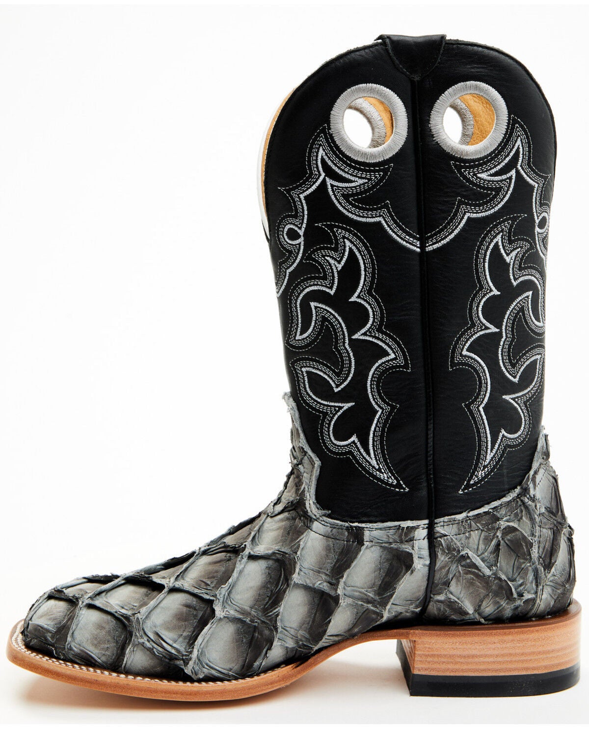 Image #3 - Cody James Men's Exotic Pirarucu Western Boots - Broad Square Toe, Grey, hi-res