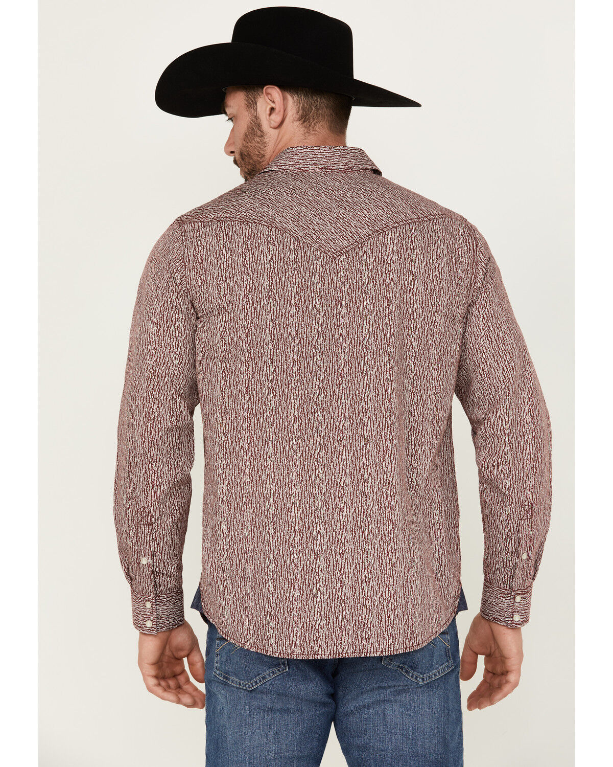 Image #4 - Moonshine Spirit Men's Album Printed Long Sleeve Pearl Snap Western Shirt, Burgundy, hi-res
