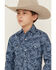 Image #2 - Ely Walker Boys' Paisley Print Long Sleeve Pearl Snap Western Shirt, Blue, hi-res