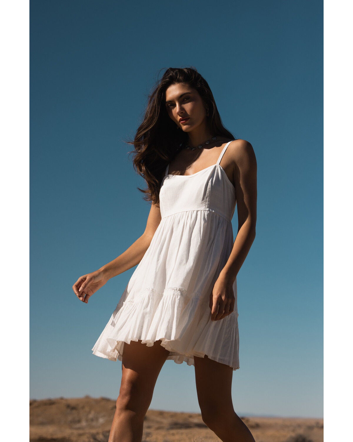 Image #2 - Shyanne Women's Tiered Tie-Back Mini Dress, White, hi-res