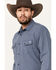 Image #2 - Blue Ranchwear Men's Somerville Herringbone Striped Print Long Sleeve Snap Work Shirt, Navy, hi-res