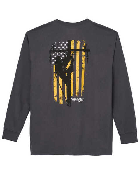 Wrangler Men's FR Lineman Flag Long Sleeve Graphic T-Shirt - Big, Charcoal, hi-res