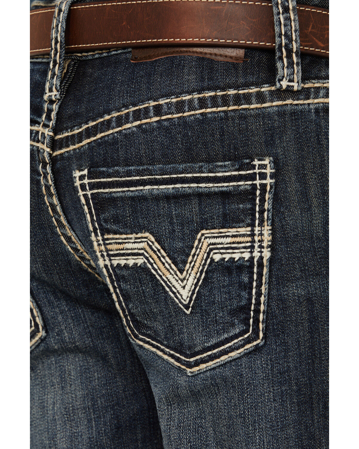 Image #4 - Rock & Roll Denim Boys' Dark Vintage Wash Stretch Bootcut Jeans, Blue, hi-res