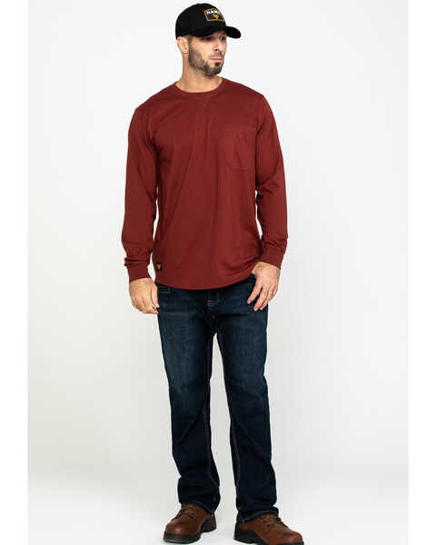 Image #6 - Hawx Men's Red Pocket Long Sleeve Work T-Shirt - Tall , Red, hi-res