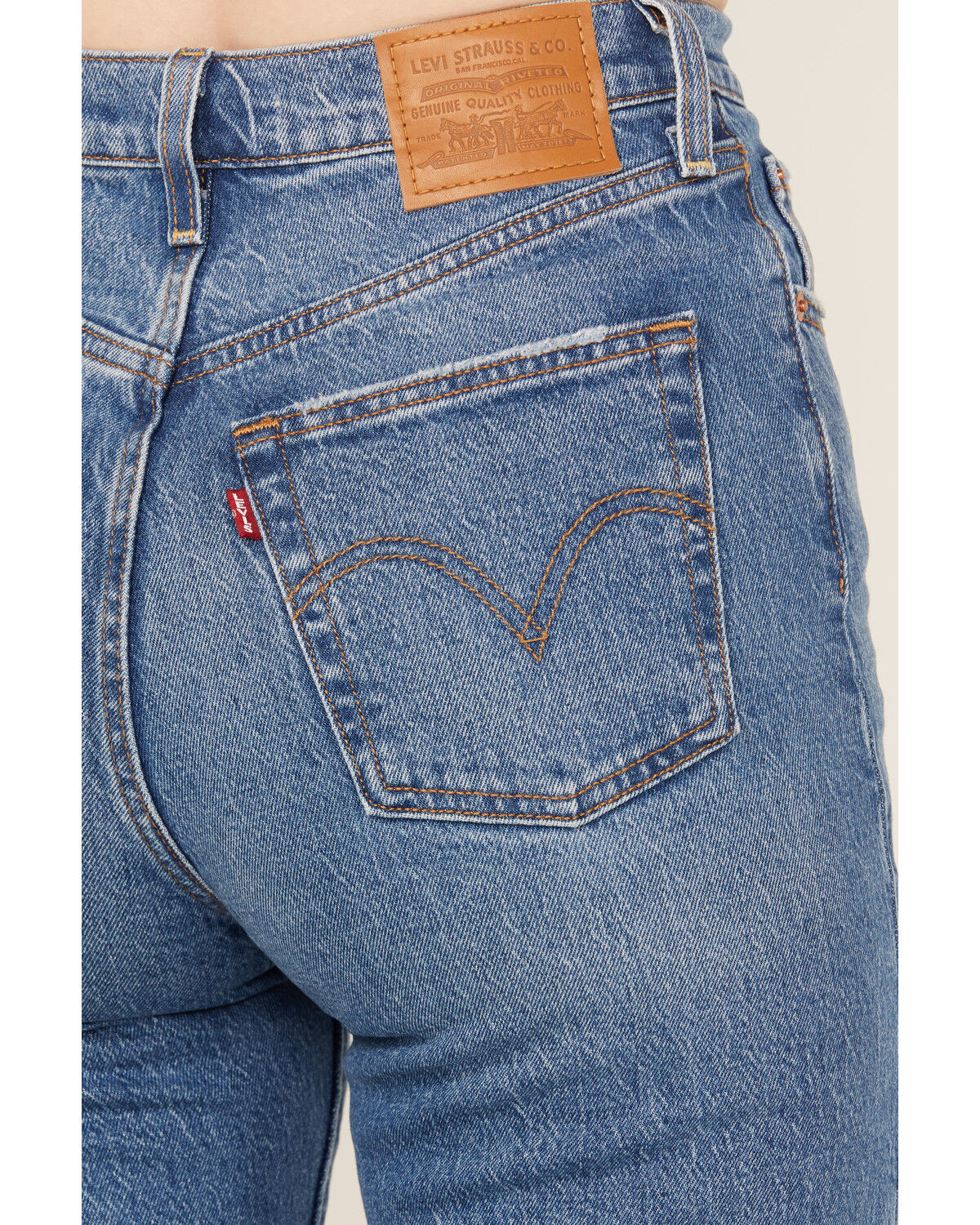 Image #4 - Levi's Premium Women's Dance Around Medium Wash High Rise Ribcage Straight Stretch Denim Jeans, Medium Wash, hi-res