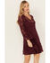 Image #1 - Scully Women's Lace Crochet Bell Sleeve Dress, Wine, hi-res