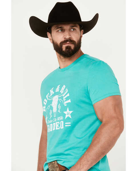 Image #2 - Rock & Roll Denim Men's Rodeo Skull Short Sleeve Graphic T-Shirt, Turquoise, hi-res