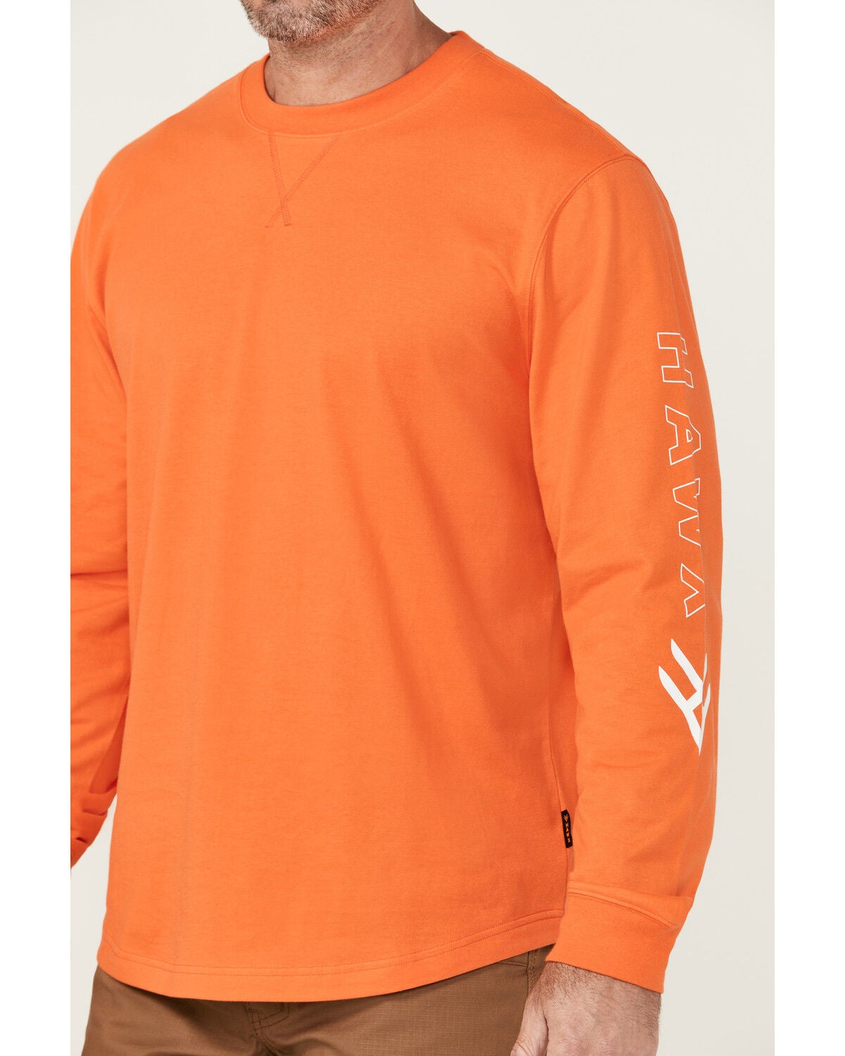 Image #3 - Hawx Men's Logo Long Sleeve Graphic Work T-Shirt - Big & Tall, Orange, hi-res