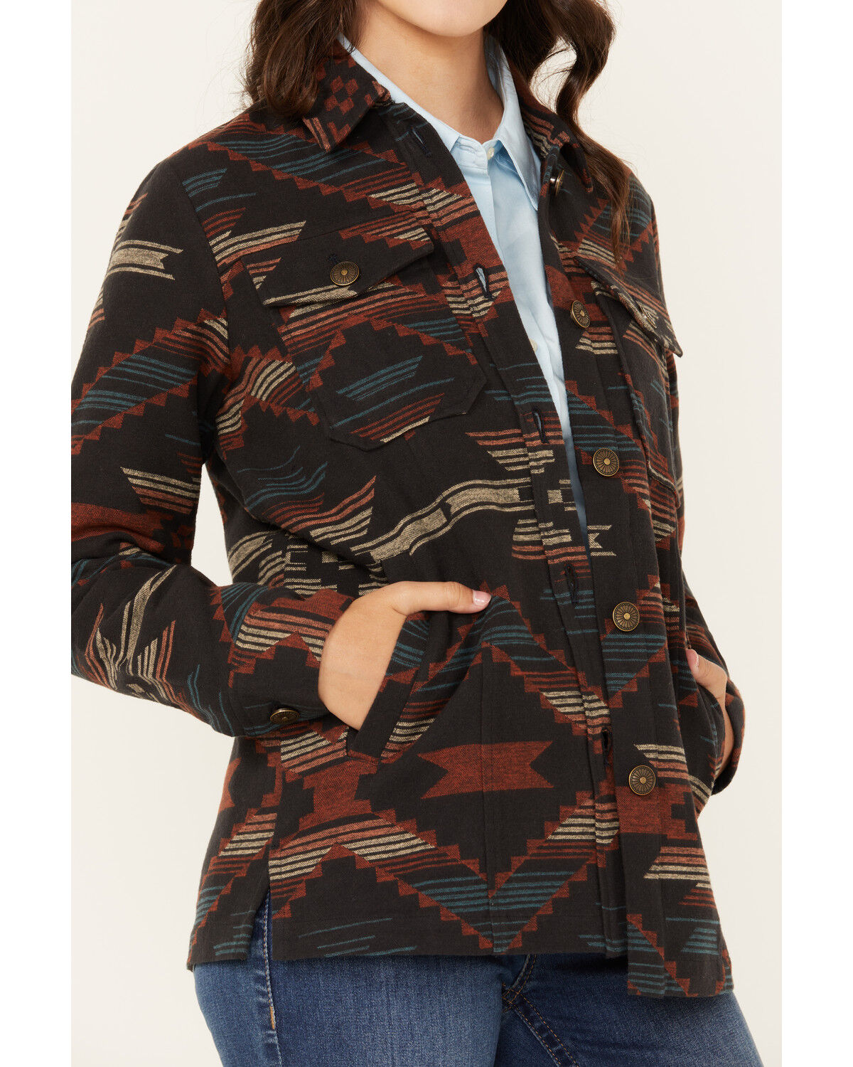 Image #3 - Shyanne Women's Southwestern Print Shacket, Navy, hi-res