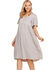 Polagram Women's Embroidered Short Sleeve Dress, Grey, hi-res