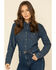 Wrangler Women's Dark Denim Washed Long Sleeve Western Shirt , Blue, hi-res