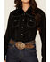 Image #3 - Cowgirl Hardware Women's Faux Suede Long Sleeve Snap Western Shirt, Black, hi-res