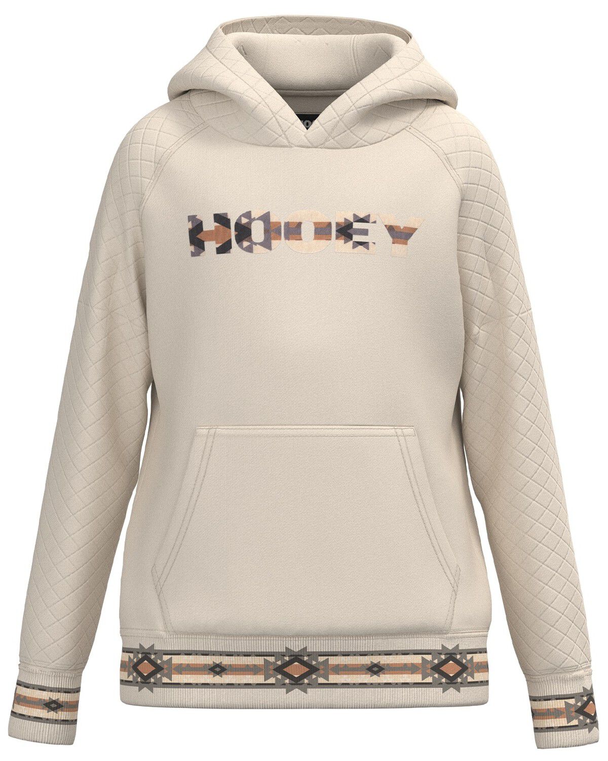 Image #1 - Hooey Girls' Logo Southwestern Print Hoodie, Cream, hi-res