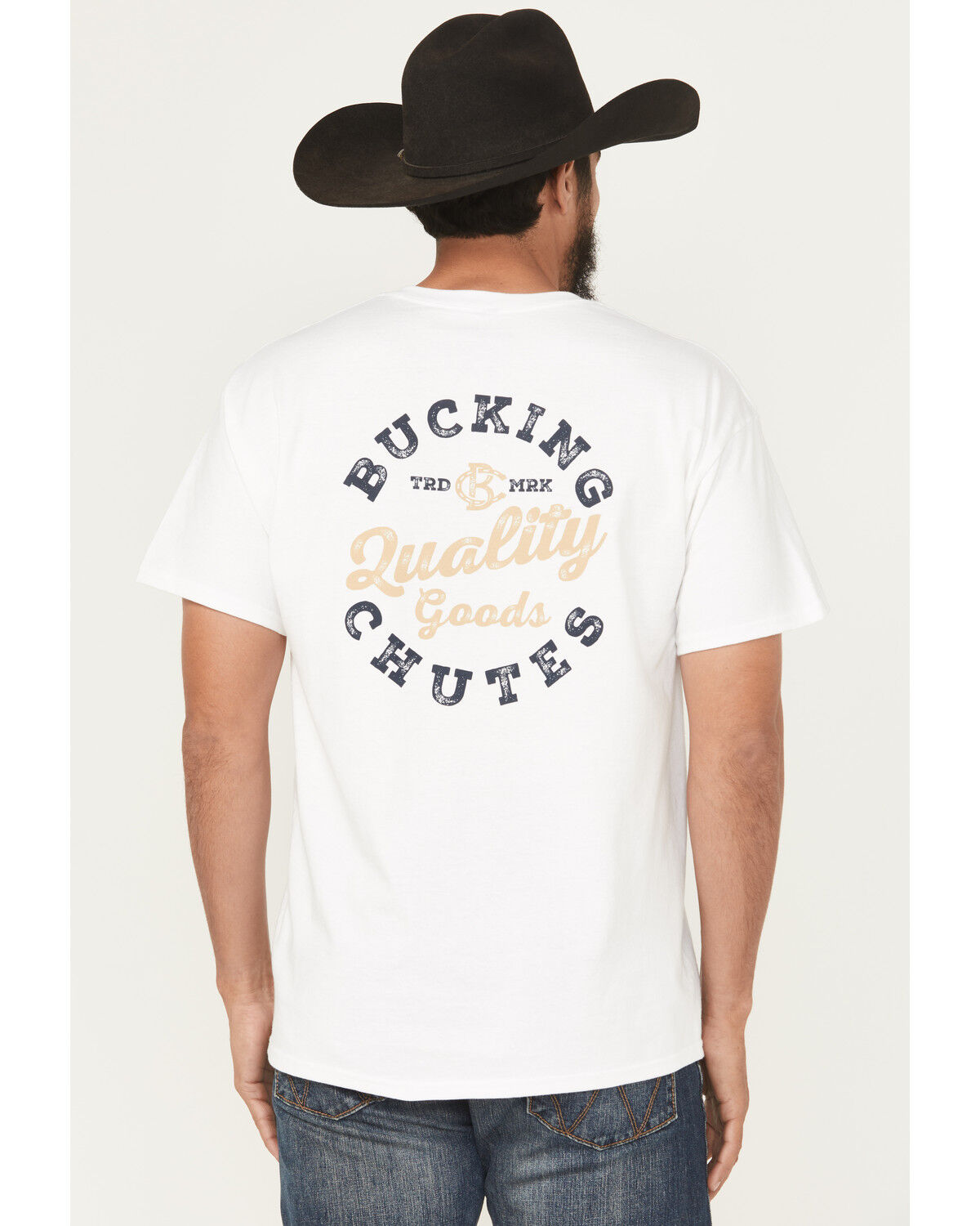 Image #1 - Bucking Chutes Men's Quality Short Sleeve Graphic T-Shirt, White, hi-res