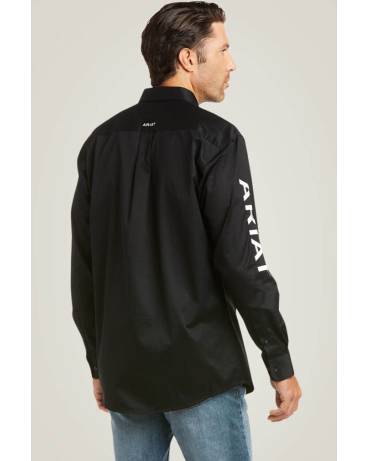 Image #2 - Ariat Men's Team Logo Twill Fitted Long Sleeve Button-Down Western Shirt, Black, hi-res