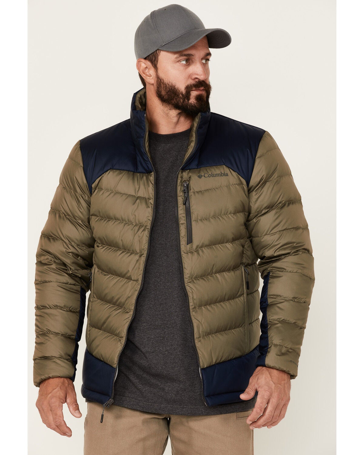 Image #1 - Columbia Men's Autumn Park Zip-Front Down Jacket, Olive, hi-res