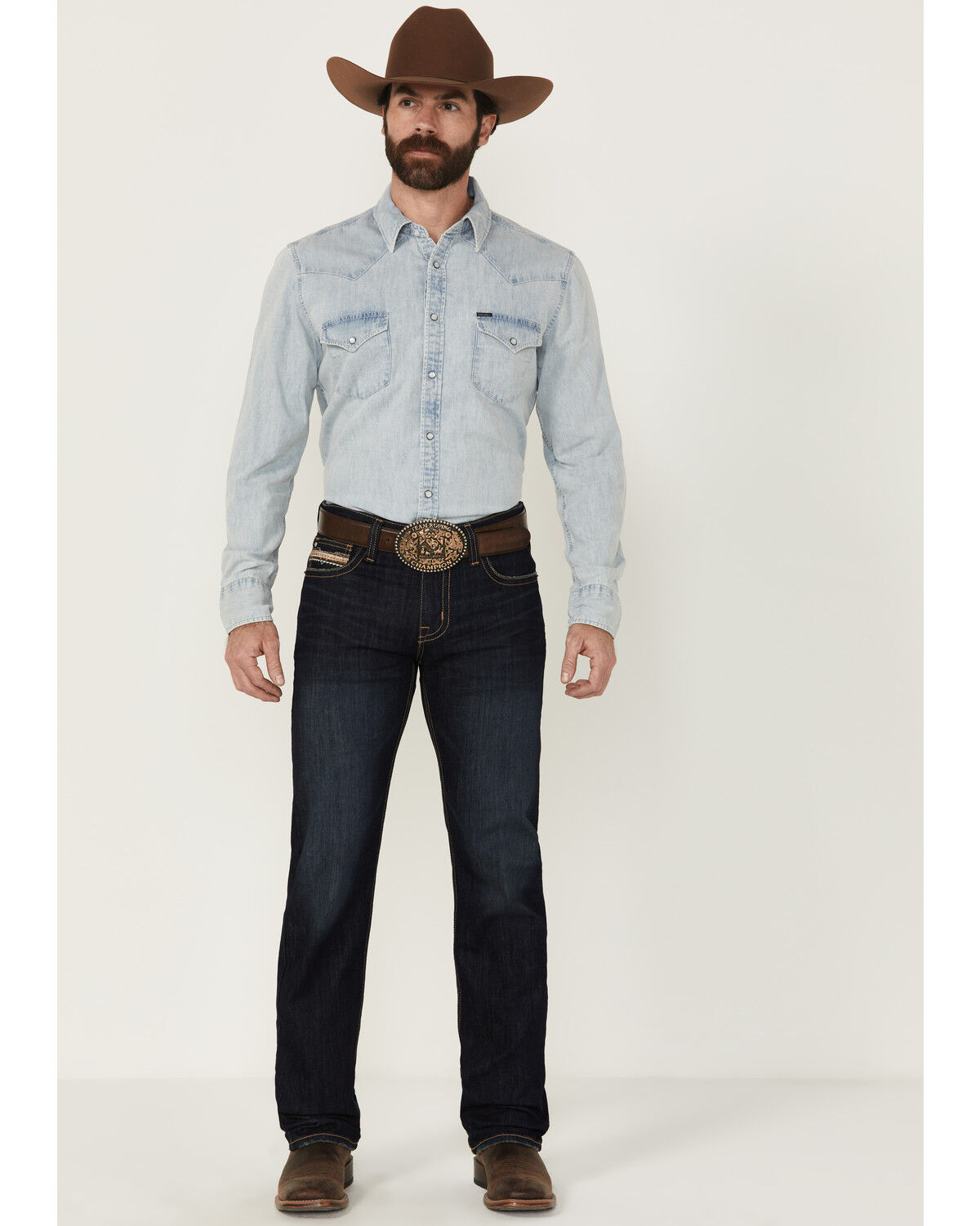Image #1 - Rock & Roll Denim Men's Revolver Dark Wash Slim Straight Stretch Denim Jeans, Dark Wash, hi-res