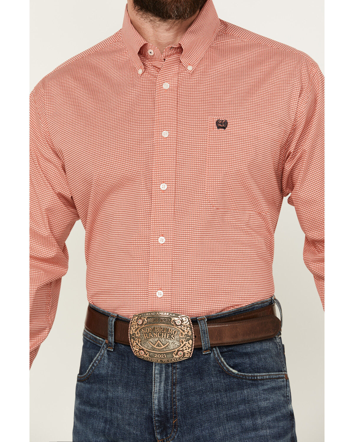 Image #3 - Cinch Men's Geo Print Long Sleeve Button-Down Stretch Western Shirt, Red, hi-res