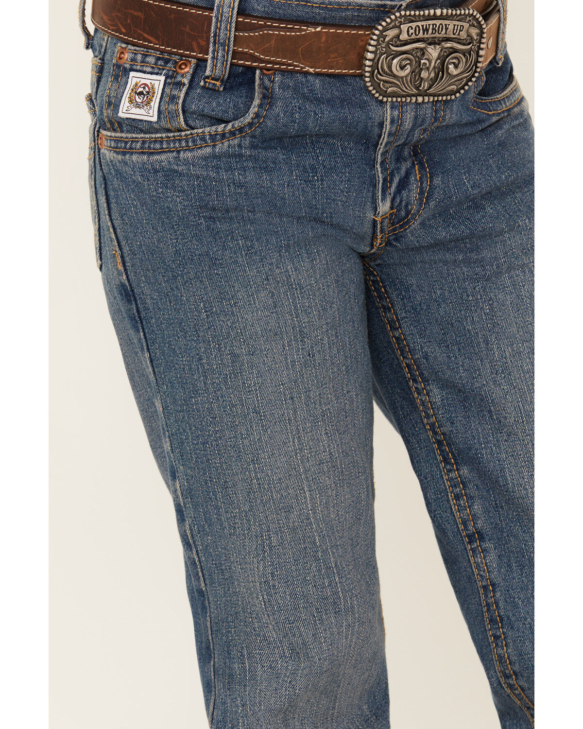 Image #2 - Cinch Boys' White Label Slim Straight Denim Jeans, Denim, hi-res