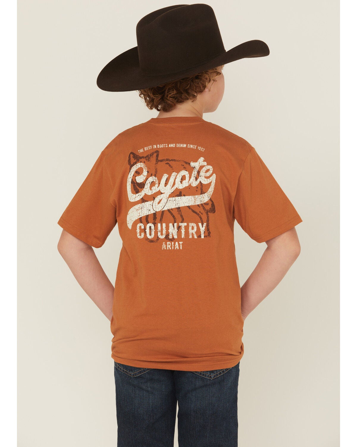 Ariat Boys' Coyote Short Sleeve Graphic T-Shirt, Brown, hi-res