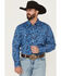 Image #1 - Wrangler Retro Men's Paisley Print Long Sleeve Snap Western Shirt - Tall, Navy, hi-res