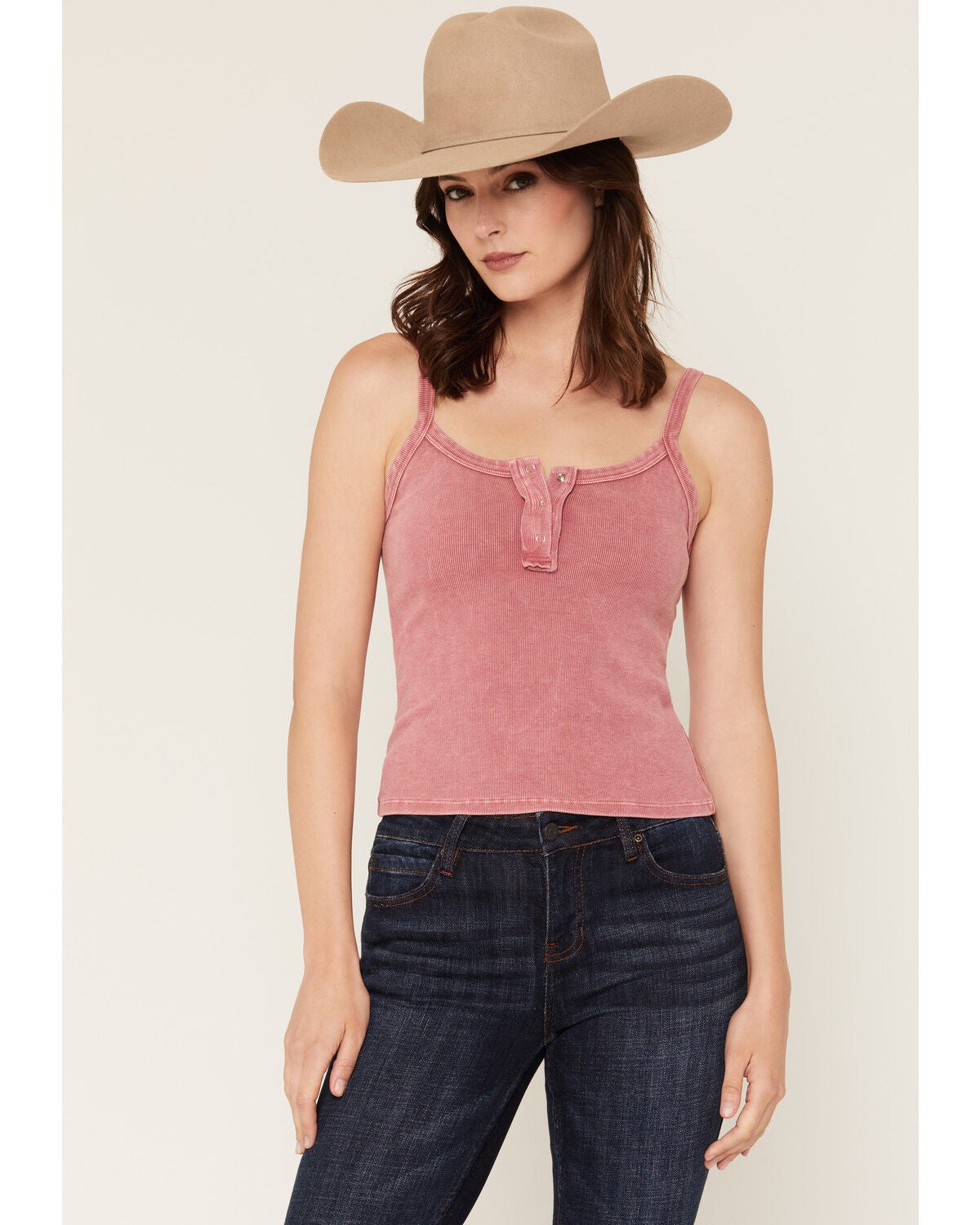 Wild Moss Women's Solid Rib Knit Tank Top, Mauve, hi-res
